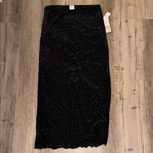 Black Leopard Maxi Skirt